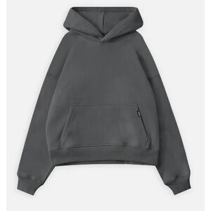 Hours Charcoal Gray Drop Shoulder Hoodie Size Large Unisex Front Pocket NWT